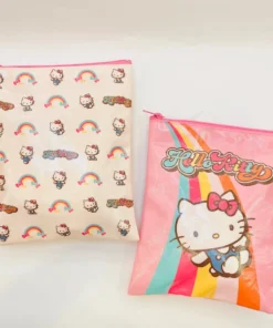 Weactive Inc Wallets & Pouches Hello Kitty Retro Rainbow Flat Pouch AST