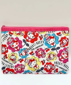 Hello Cutie Shop Wallets & Pouches Hello Kitty Flower 45th Anniversary Flat Pouch